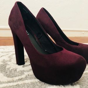 H&M Burgundy Platform Heels